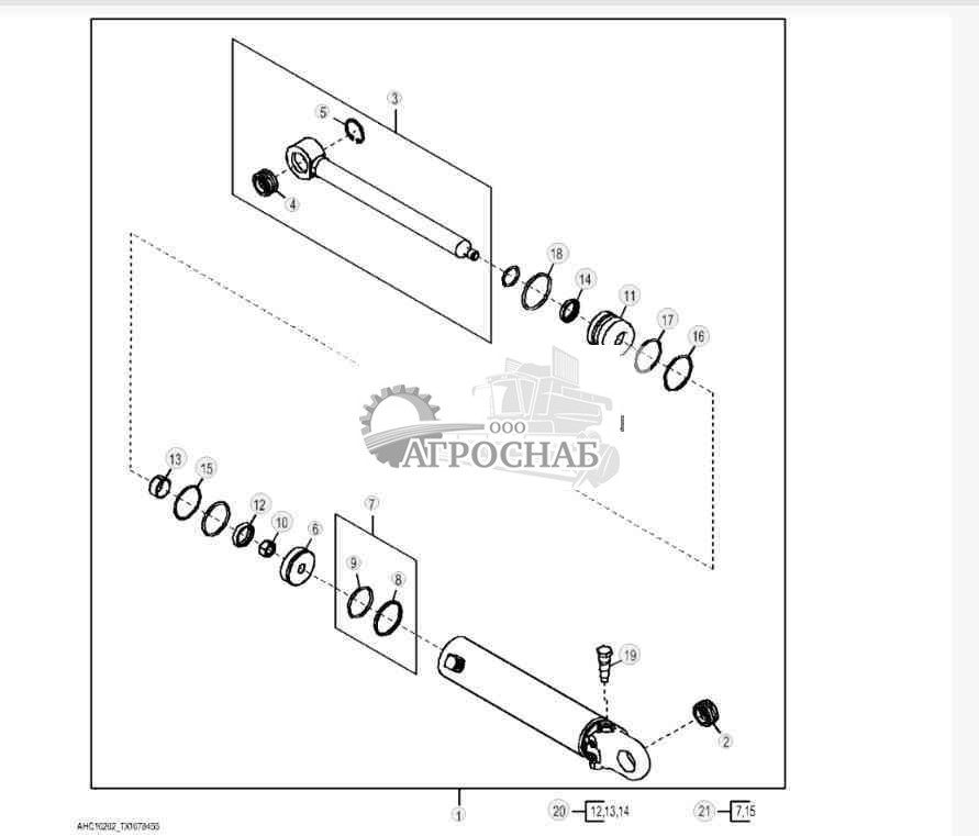 Компоненты цилиндра наклона кабины 